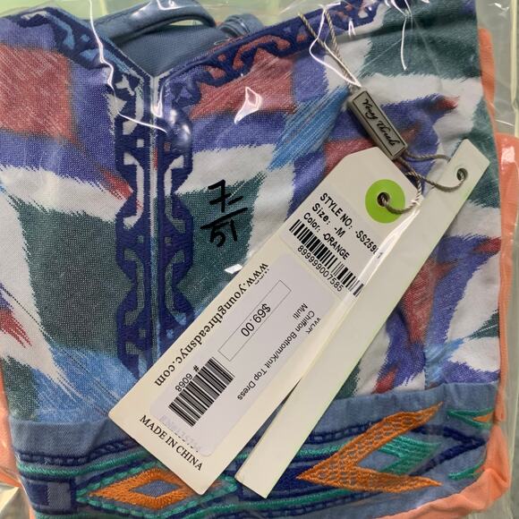 NEW Young Threads Chiffon Bottom/Knit Top Dress Boho Embroidered SZ M - Picture 12 of 12